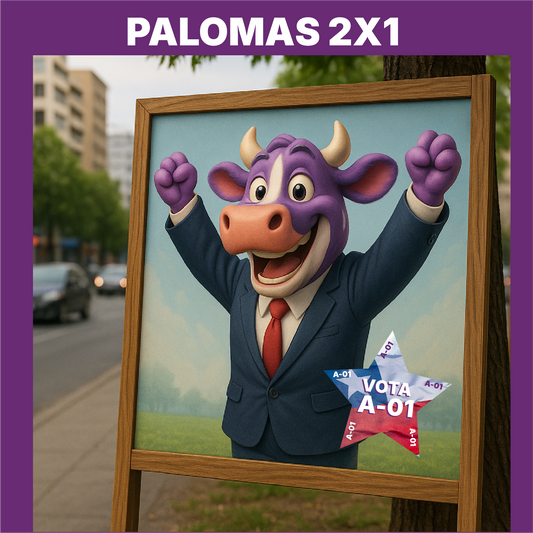 50 Palomas 2x1 mts a $9.990 c/u; Tela impresa + bastidor